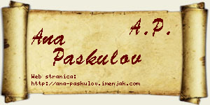 Ana Paskulov vizit kartica